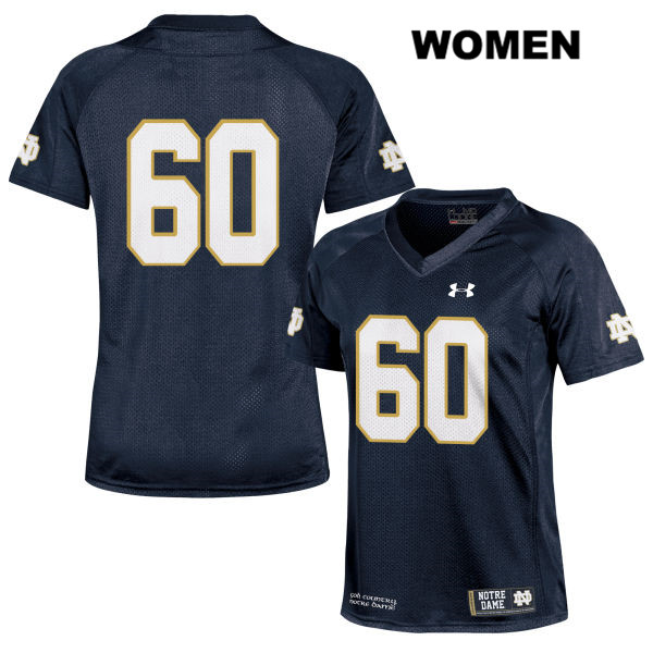 Women's NCAA Notre Dame Fighting Irish #60 Cole Mabry Stitched College Under Armour Authentic Navy No Name Football Jersey QN10M21GY